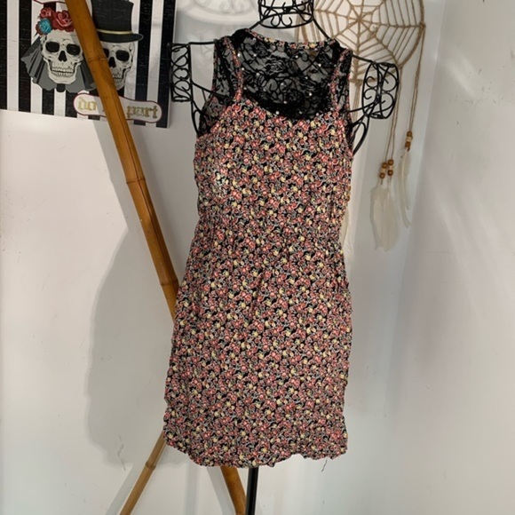 Floral flower hand rhinestone dress contemporary slit lace dance modern - Picture 5 of 5